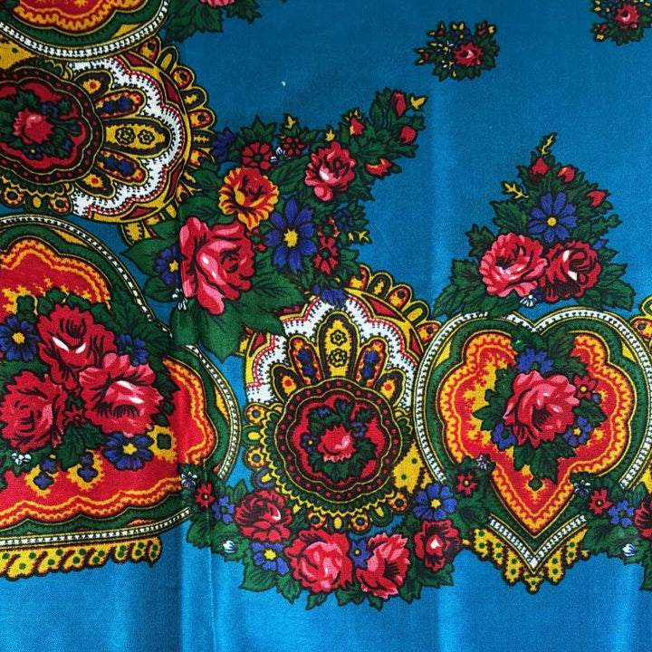 Kurdish Floral Pattern Scarf Sapphire Blue K U R D A W A R I Kurdish Floral Pattern Scarf Sapphire Blue K U R D A W A R I