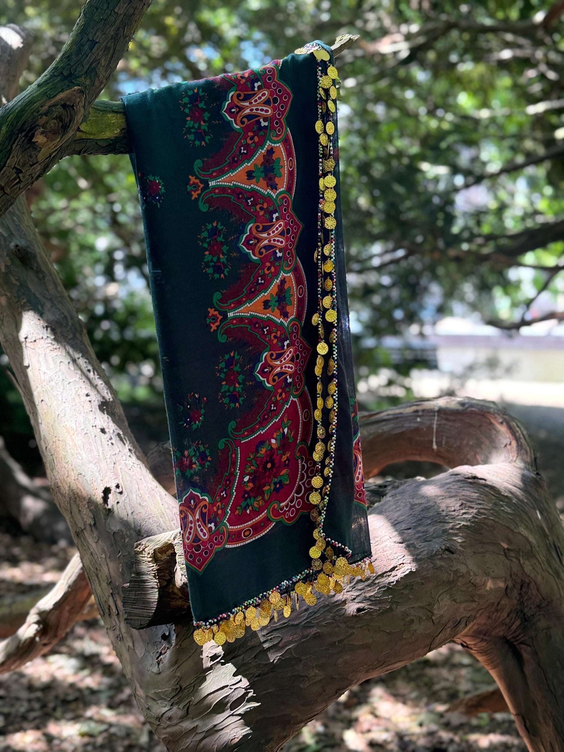 Golden Paisley Kurdish Shawl