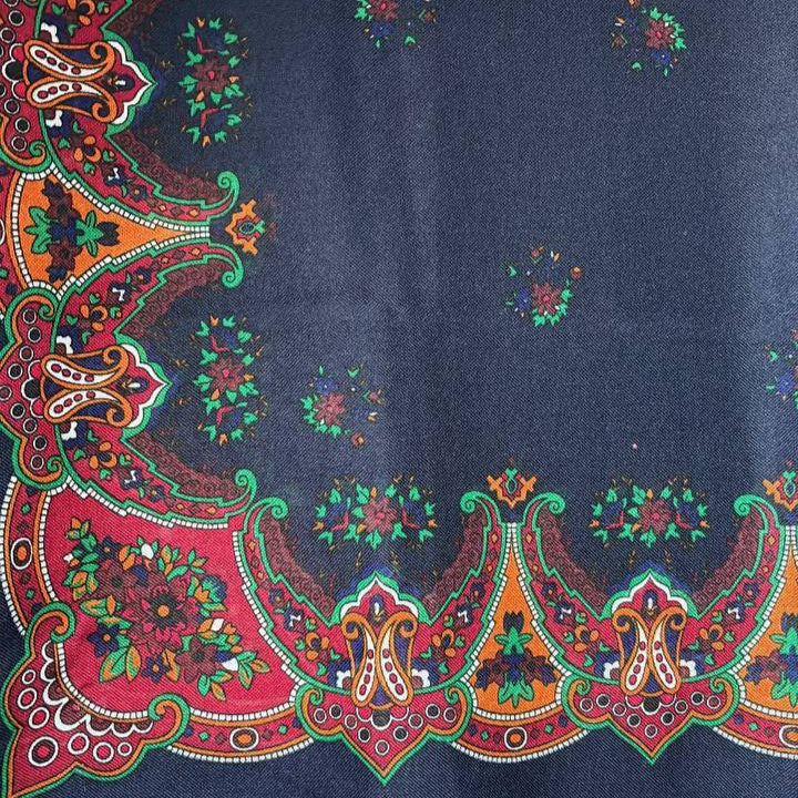 Kurdish Floral Pattern Scarf – Navy Blue