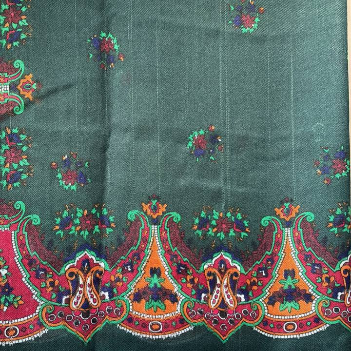 Kurdish Floral Pattern Scarf – Deep Forest Green