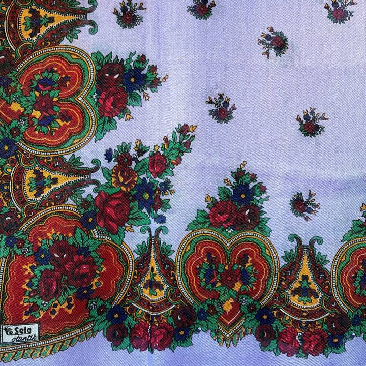 Kurdish Floral Pattern Scarf – Lavender