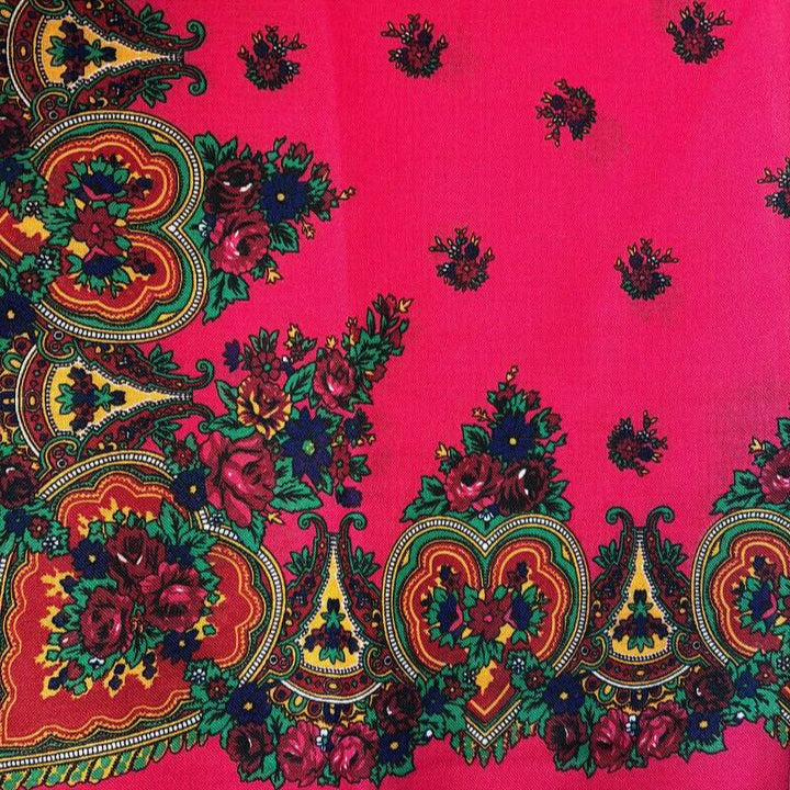 Kurdish Floral Pattern Scarf – Crimson Red
