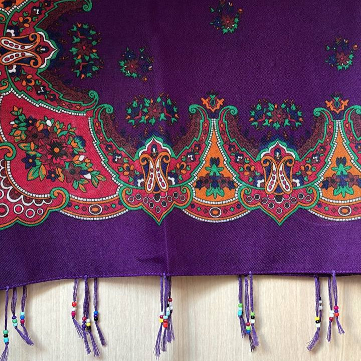 Kurdish Floral Pattern Scarf – Royal Purple