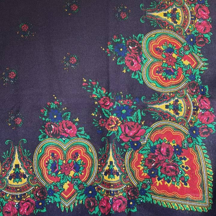 Kurdish Floral Pattern Scarf – Deep Purple