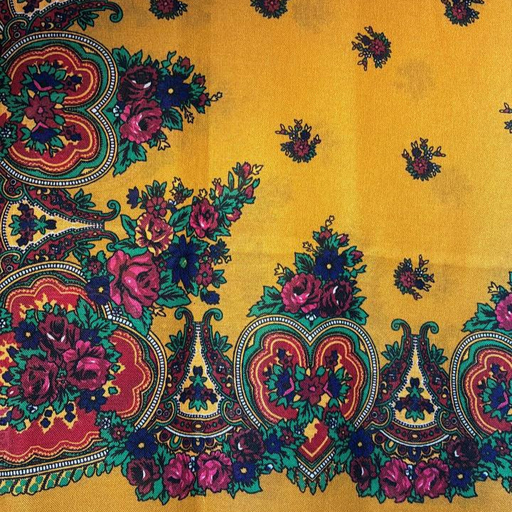 Kurdish Floral Pattern Scarf – Golden Yellow