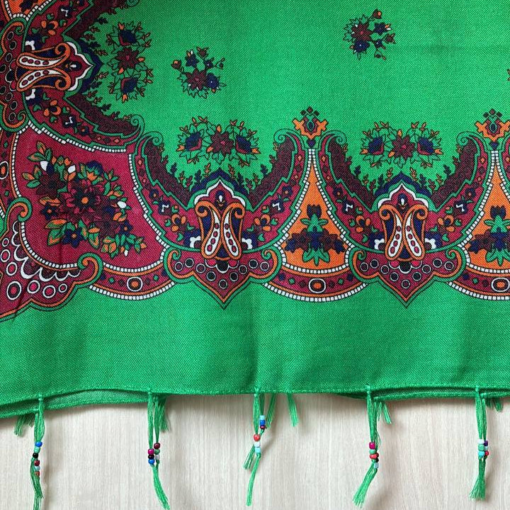Kurdish Floral Pattern Scarf – Emerald Green