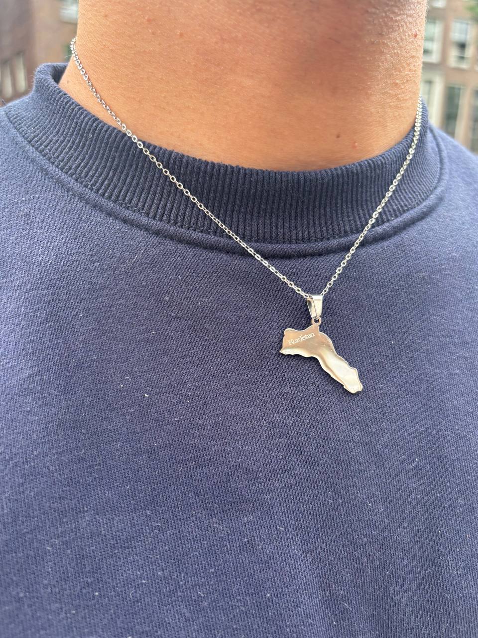Kurdistan Silver Map Necklace – Minimal Edition