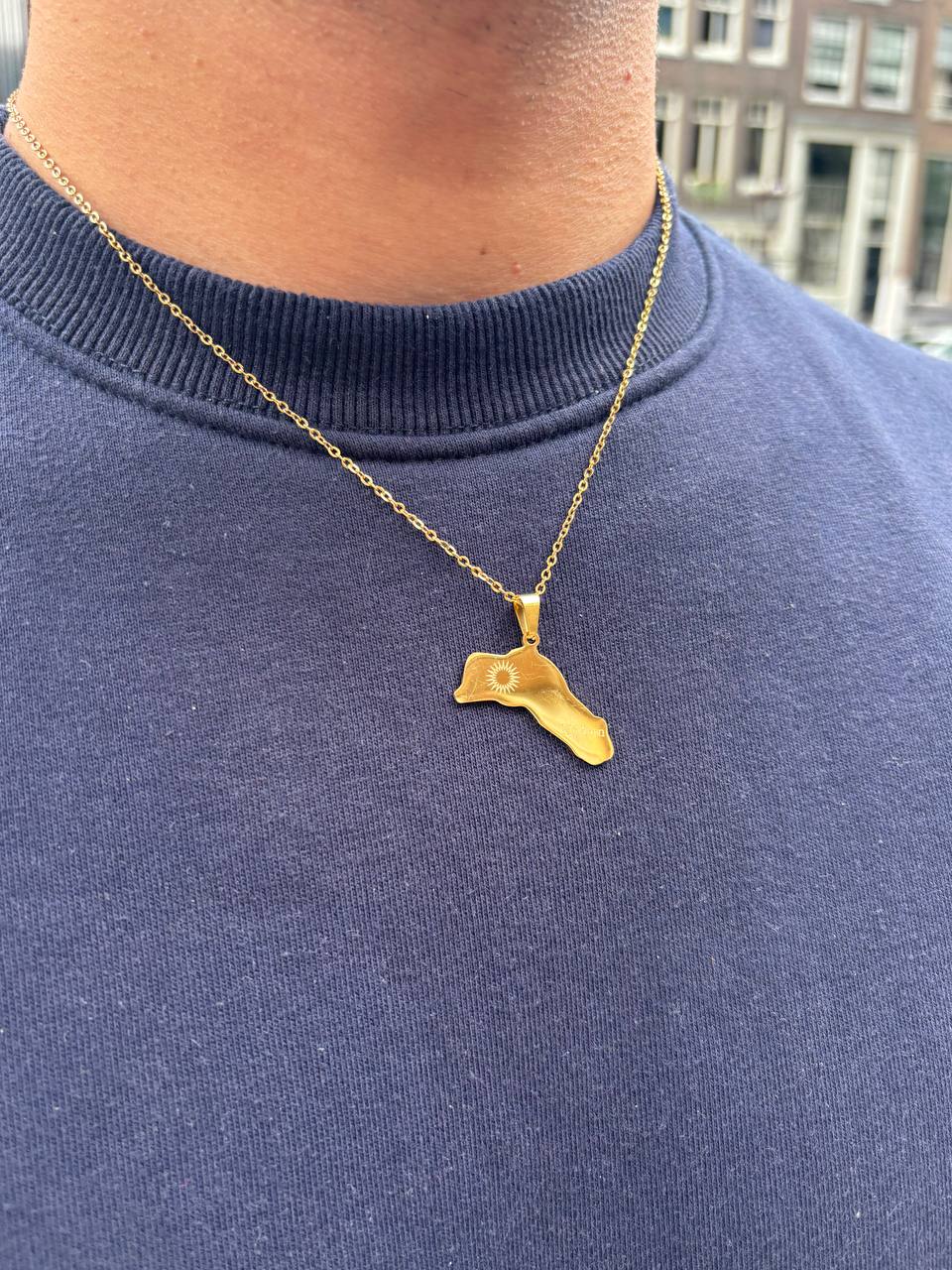 Kurdistan Golden Map Necklace – Sun Emblem Edition