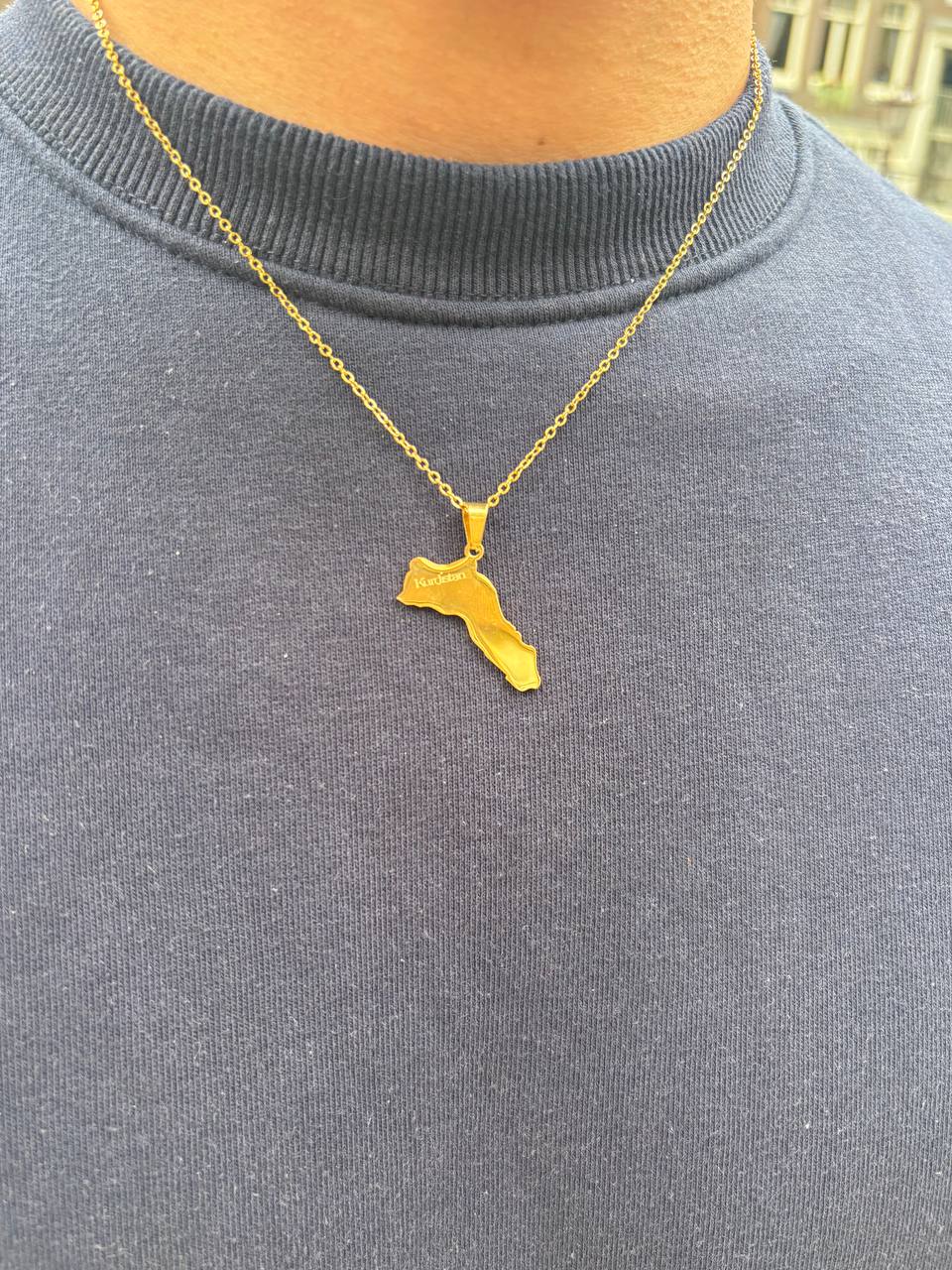 Gold Kurdistan Map Pendant Necklace