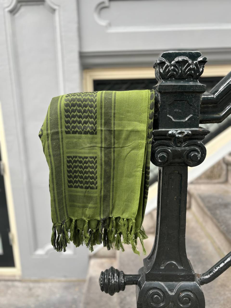 Olive Green & Black Kurdish Pattern Scarf