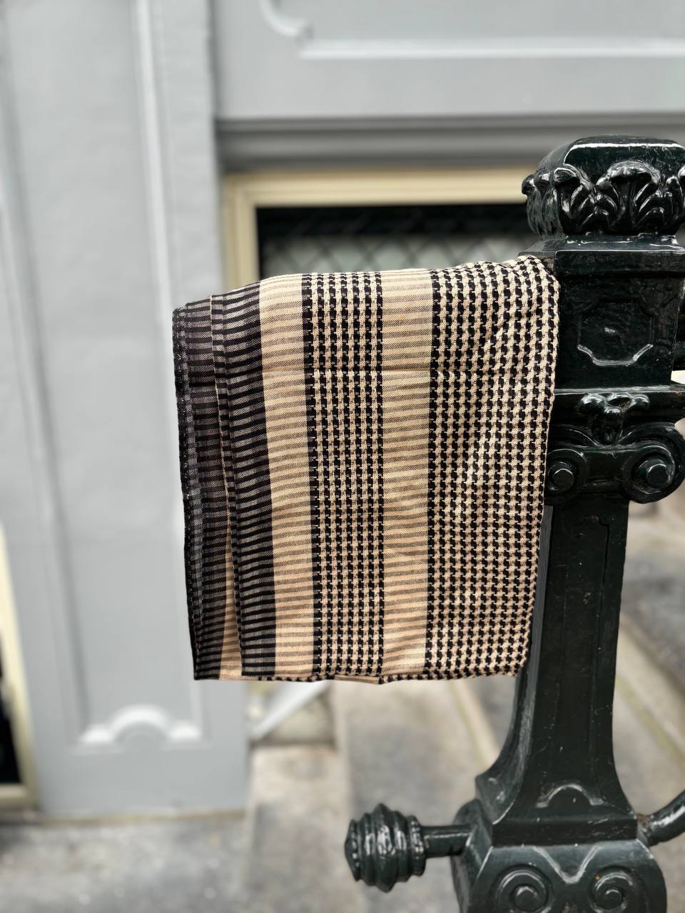 Traditional Black & Beige Kurdish Pattern Scarf
