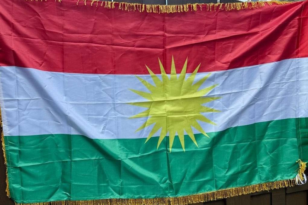 Kurdistan Flag with Golden Tassels